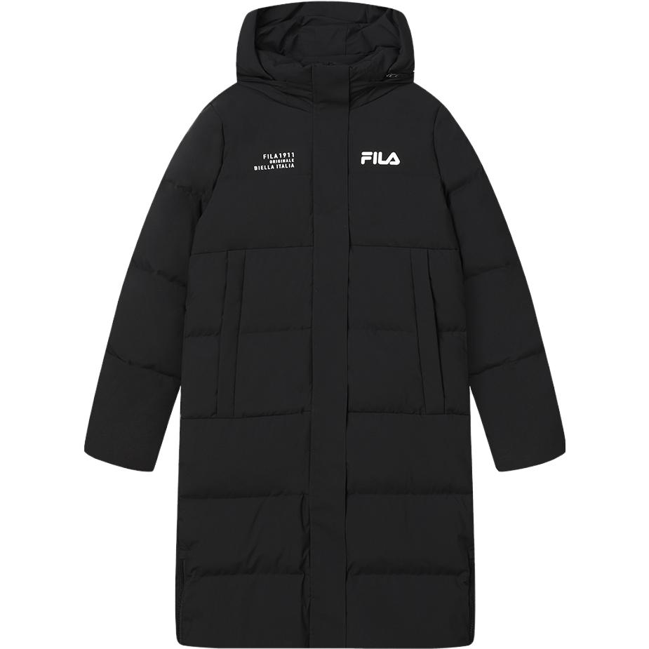 (Women) FILA  Long Hooded Overcoat Black - Waterproof, Windproof, Insulated Down Jacket. F11W349910F-BK