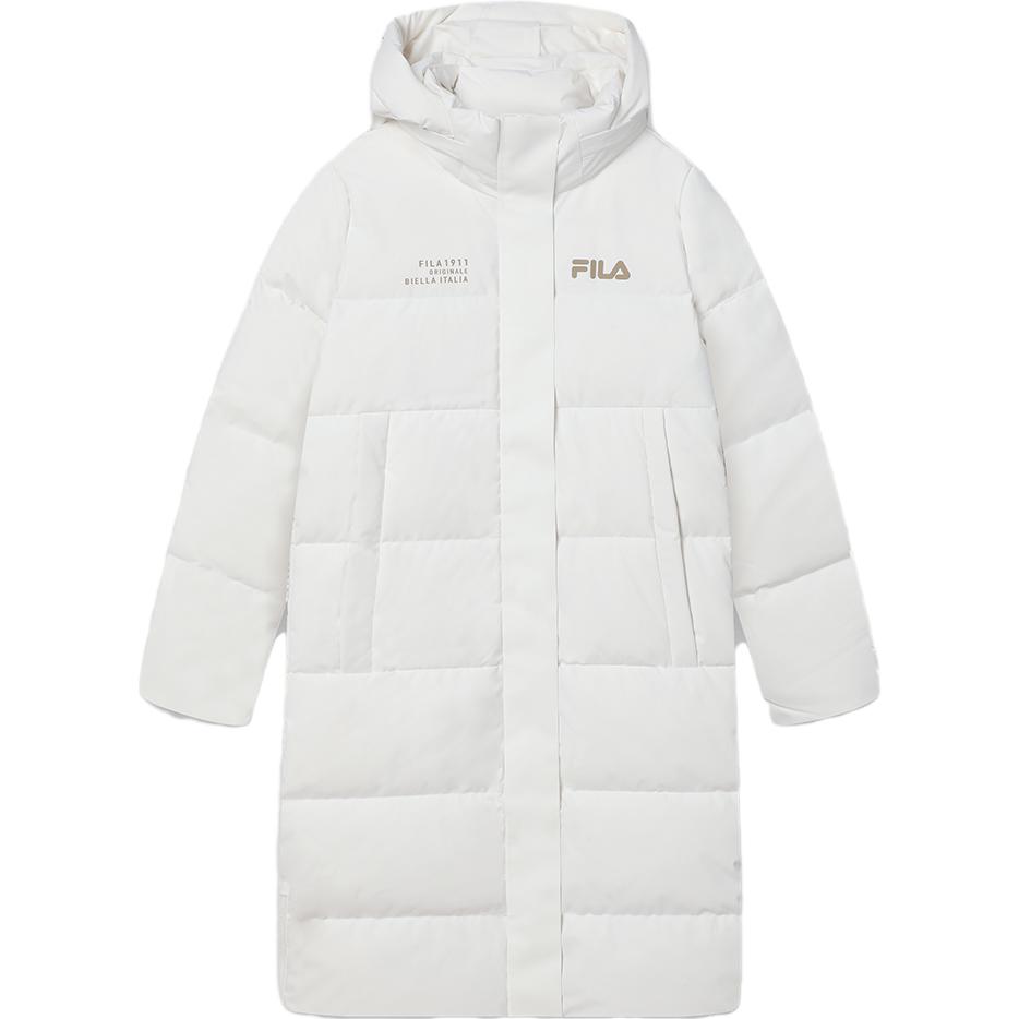 (Women) FILA  Long Hooded Thick Overcoat Down Jacket - White. F11W349910F-WT