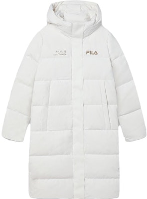 (Women) FILA Long Hooded Thick Overcoat Down Jacket - White. F11W349910F-WT Buy (Women) FILA Long Hooded Thick Overcoat Down Jacket - White. F11W349910F-WT