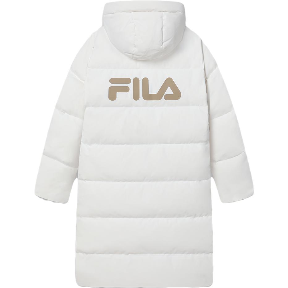 Lookbook (Women) FILA  Long Hooded Thick Overcoat Down Jacket - White. F11W349910F-WT