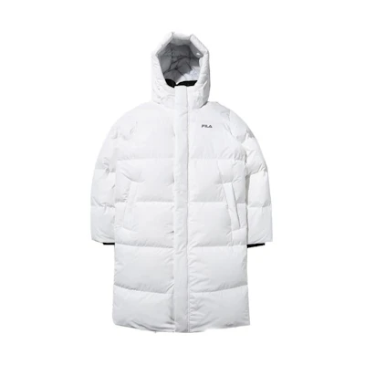 (Women) FILA Long Hooded White Down Jacket Casual Coat. FE2DJD6110X-OWH