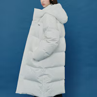 Shop (W) FILA 長版白色羽絨連帽休閒外套. FE2DJD6110X-OWH
