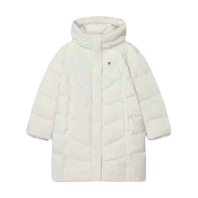 (Women) FILA Mid-Length Down Jacket in Steam White. F11W341910F-IV