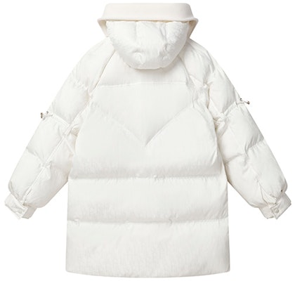 (Women) FILA Milk White Loose Fit Hooded Down Jacket for Winter Warmth. F11W244907F-IV Lookbook (Women) FILA Milk White Loose Fit Hooded Down Jacket for Winter Warmth. F11W244907F-IV