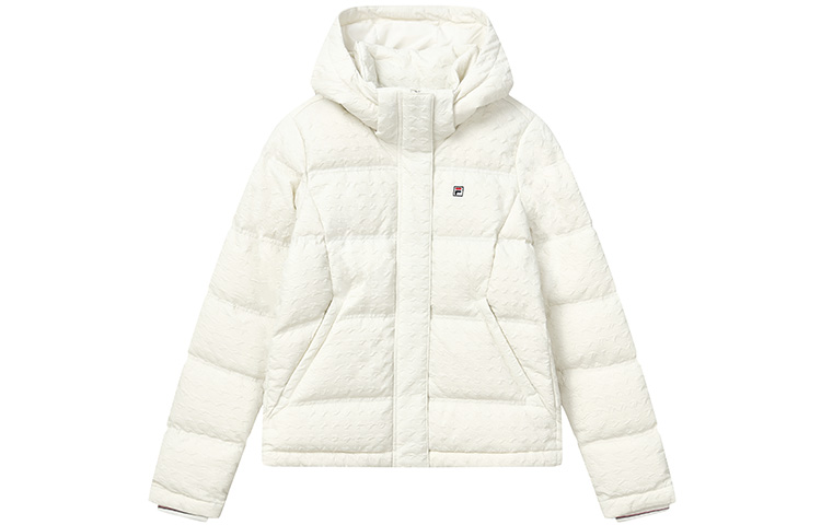 (Women) FILA  Minimalist White Hooded Down Jacket for Casual and Commuting. F11W241909FIV