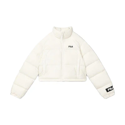 (Women) FILA Off-White Puffer Jacket with Logo, Zip-Up, Windproof and Warm. F51W349901FIV