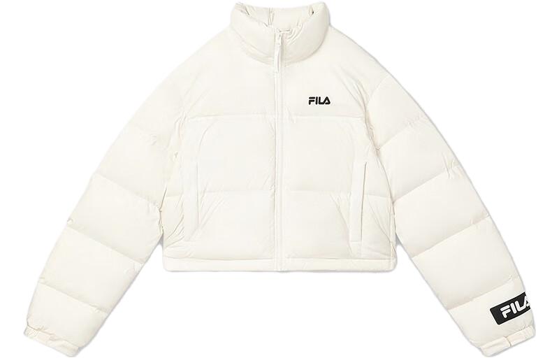 Order (Women) FILA  Off-White Puffer Jacket with Logo, Zip-Up, Windproof and Warm. F51W349901FIV