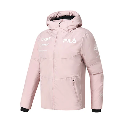(Women) FILA Pink Logo Goose Down Hooded Windproof Winter Jacket. A11W246909F-PK