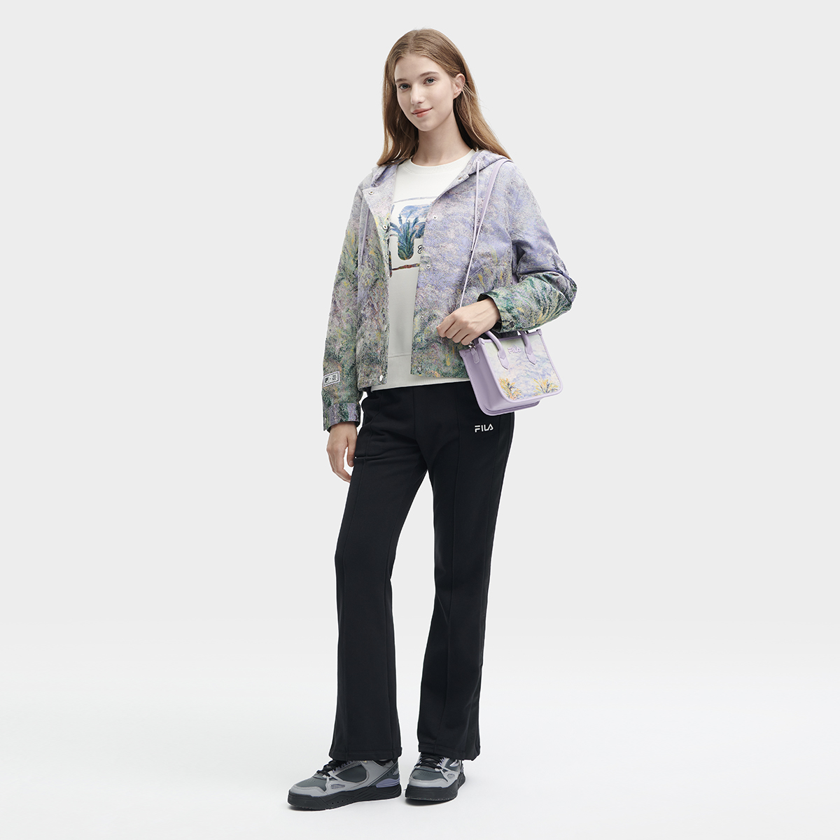 (Women) FILA  Printed Knitted Hoodie Cardigan Full Print. F11W348701F-ZA 圖 7