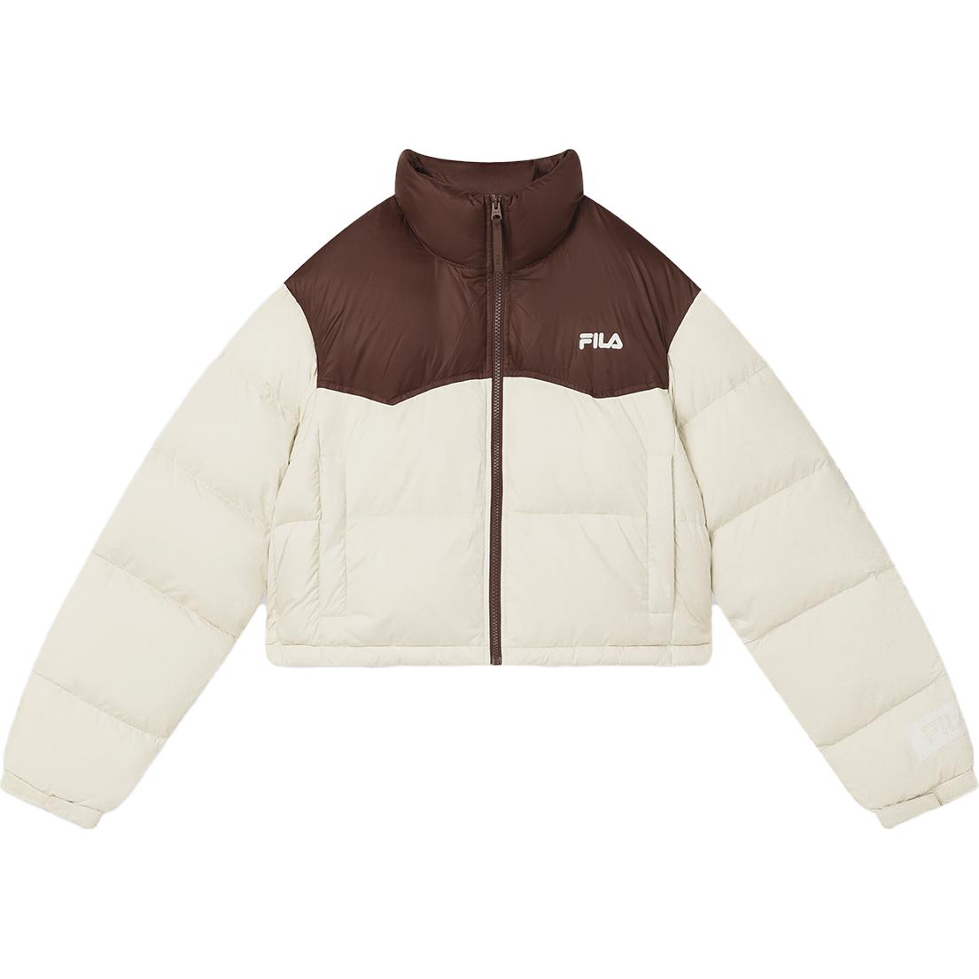 (Women) FILA  Short Stand Collar Colorblock Puffer Jacket - Wheat Beige. F51W349902F-BG