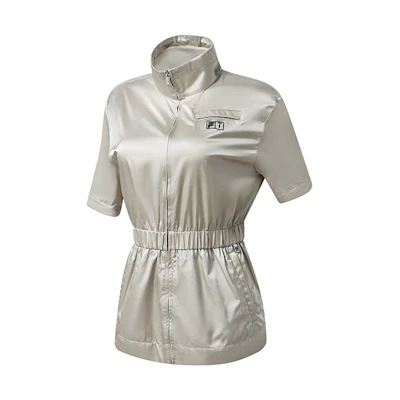(Women) FILA Slim-Fit Golf Jacket Cement Grey Short-Sleeve with Logo. A11W315701F-GY