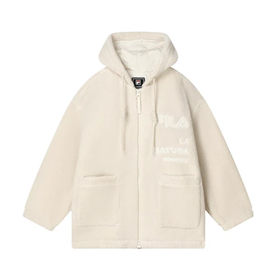 (Women) FILA Solid Color Fleece Sherpa Hoodie Jacket Casual Style. F11W349501FIV