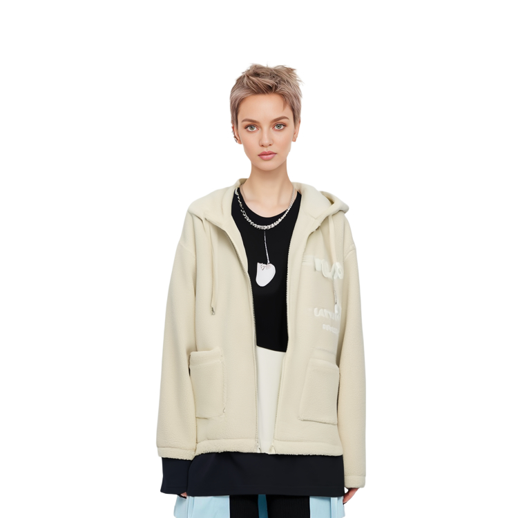 (Women) FILA  Solid Color Fleece Sherpa Hoodie Jacket Casual Style. F11W349501FIV 圖 4