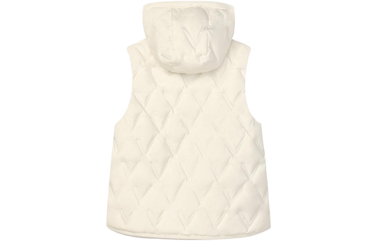 Lookbook (Women) FILA  Solid Color Hooded Casual Loose Down Vest Misty White. F11W344926F-IV