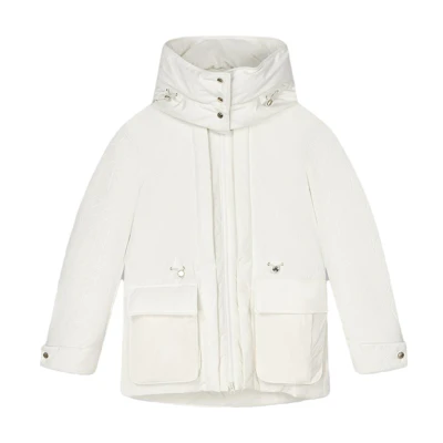 (Women) FILA Solid Color Hooded Long Down Jacket Winter Coat F11W344905F-IV