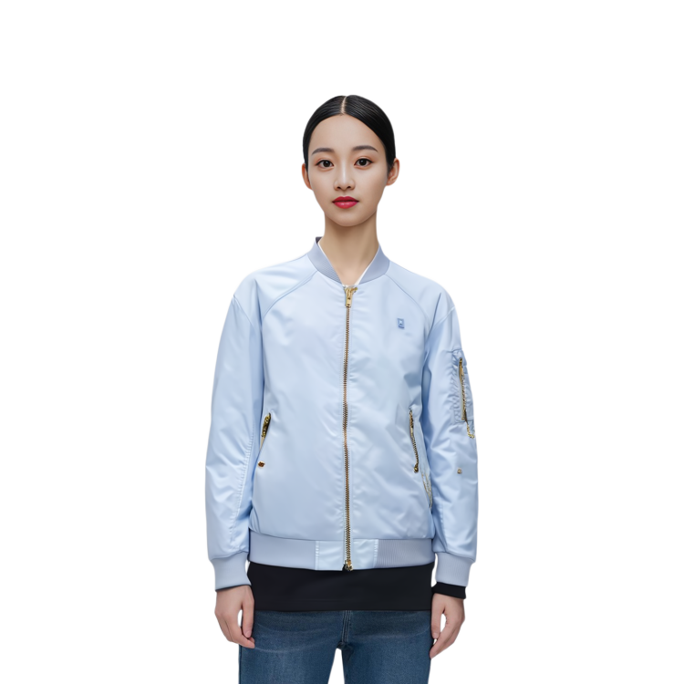 Details for (W) FILA Jaket Kerah Tinggi Resleting Warna Solid - Haze Blue. F11W415902F-BU