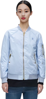 (Women) FILA Solid Color Zip-Up High Collar Jacket - Haze Blue. F11W415902F-BU Details for (Women) FILA Solid Color Zip-Up High Collar Jacket - Haze Blue. F11W415902F-BU