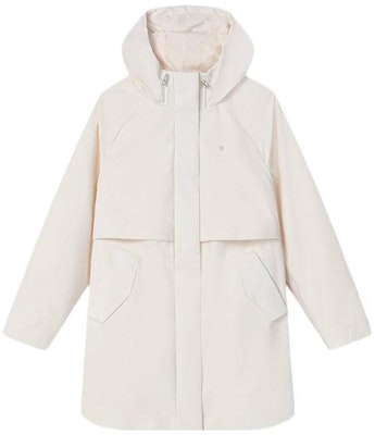 (W) FILA ソリッドカラー ジップアップ フード付き コットンジャケット ミスティホワイト F11W414904F-IV Order (W) FILA ソリッドカラー ジップアップ フード付き コットンジャケット ミスティホワイト F11W414904F-IV