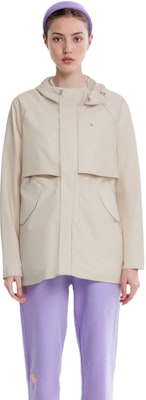 (W) FILA ソリッドカラー ジップアップ フード付き コットンジャケット ミスティホワイト F11W414904F-IV Lookbook (W) FILA ソリッドカラー ジップアップ フード付き コットンジャケット ミスティホワイト F11W414904F-IV