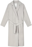 (Women) FILA Solid Long Woolen Coat Warm Gray F11W345701F-GY (Women) FILA Solid Long Woolen Coat Warm Gray F11W345701F-GY