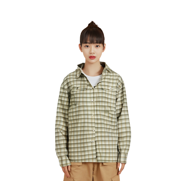 Shop (W) FILA 時尚保暖襯衫領印花棉質外套奶油白 F11W247905F-IV