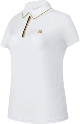 (Women) FILA Sun-Protective Casual Knit Polo Shirt - Jade White. A11W435102FWT Order (Women) FILA Sun-Protective Casual Knit Polo Shirt - Jade White. A11W435102FWT
