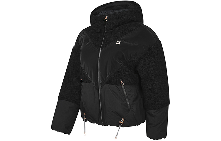 (Women) FILA  Teddy Fleece Down Jacket Black Pullover Warm Coat. A11W241918F-BK