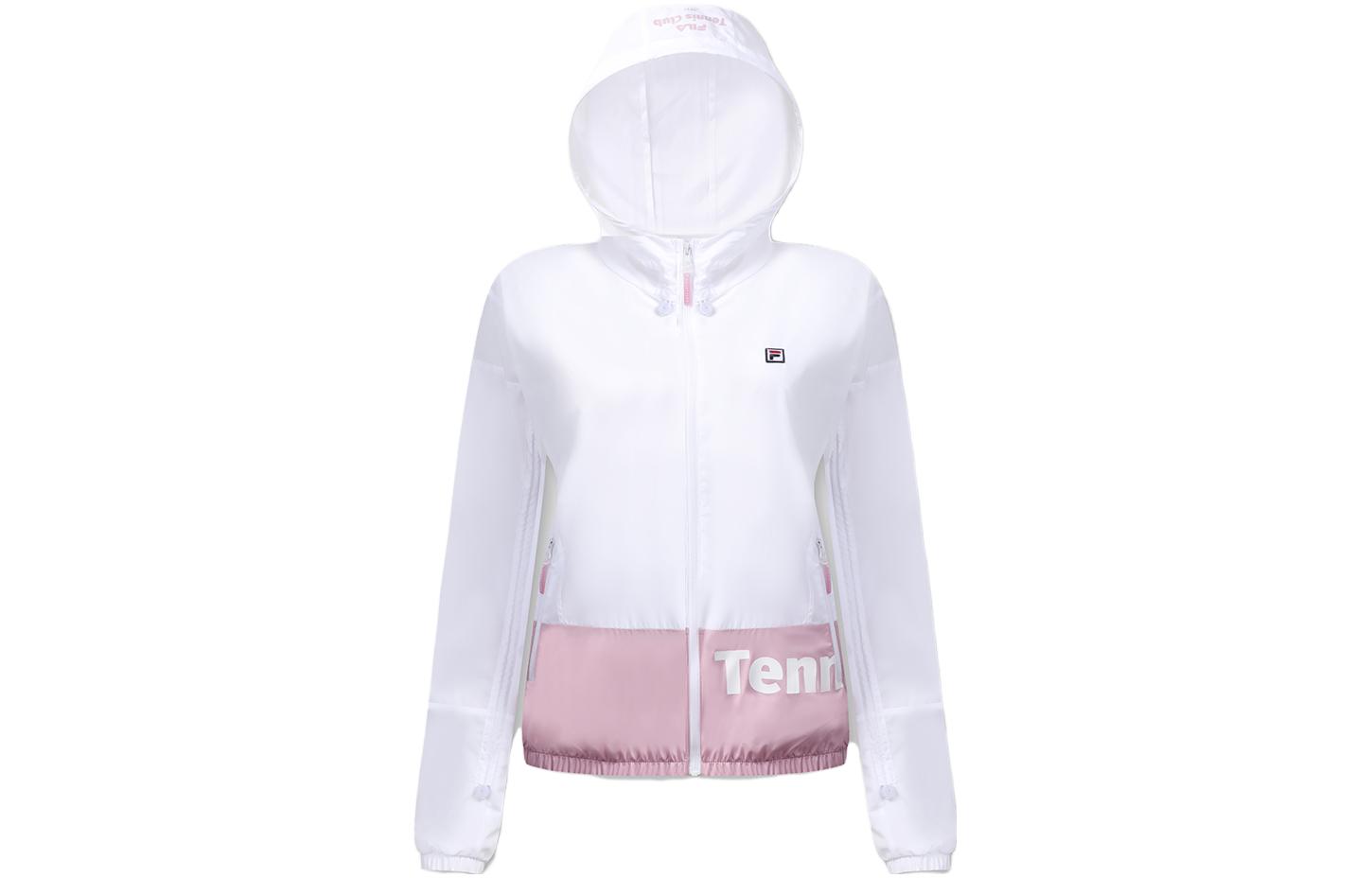 (Women) FILA  Tennis Woven Jacket Colorblock Logo Print Jade White. A11W323702F-WT