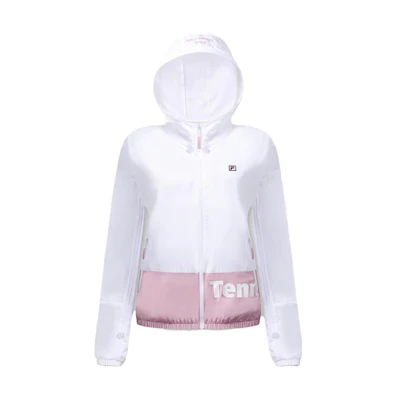 (Women) FILA Tennis Woven Jacket Colorblock Logo Print Jade White. A11W323702F-WT