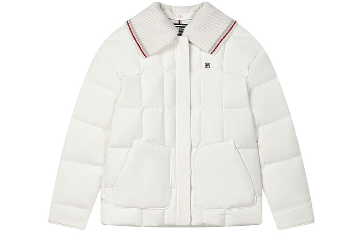 (Women) FILA  White Detachable Collar Down Jacket Casual Water-Resistant Coat F11W341915F-IV