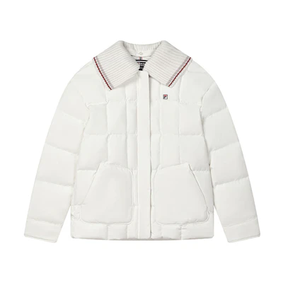 (Women) FILA White Detachable Collar Down Jacket Casual Water-Resistant Coat F11W341915F-IV