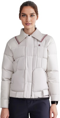(Women) FILA White Detachable Collar Down Jacket Casual Water-Resistant Coat F11W341915F-IV 5