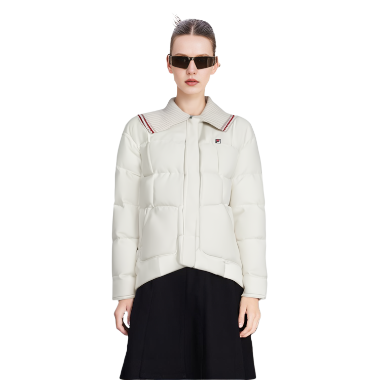 Shop (Women) FILA  White Detachable Collar Down Jacket Casual Water-Resistant Coat F11W341915F-IV