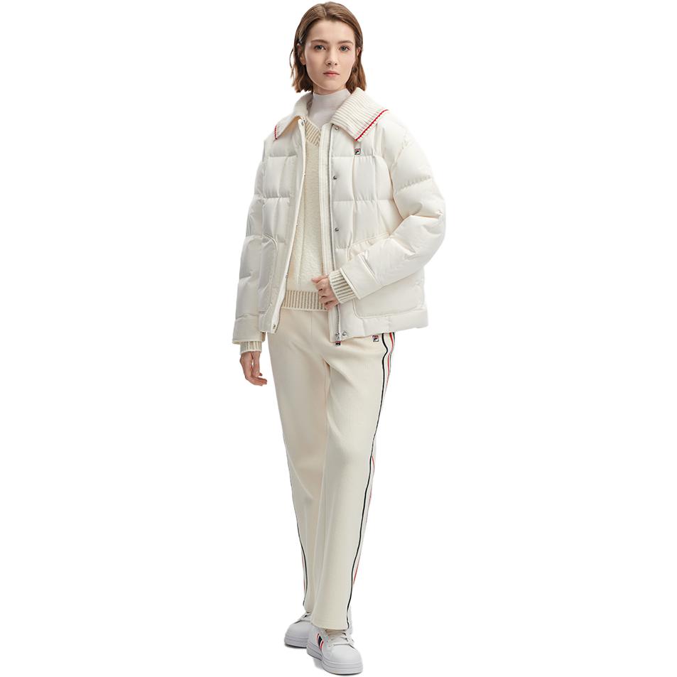 Details for (Women) FILA  White Detachable Collar Down Jacket Casual Water-Resistant Coat F11W341915F-IV