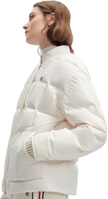 (Women) FILA White Detachable Collar Down Jacket Casual Water-Resistant Coat F11W341915F-IV Cheap (Women) FILA White Detachable Collar Down Jacket Casual Water-Resistant Coat F11W341915F-IV
