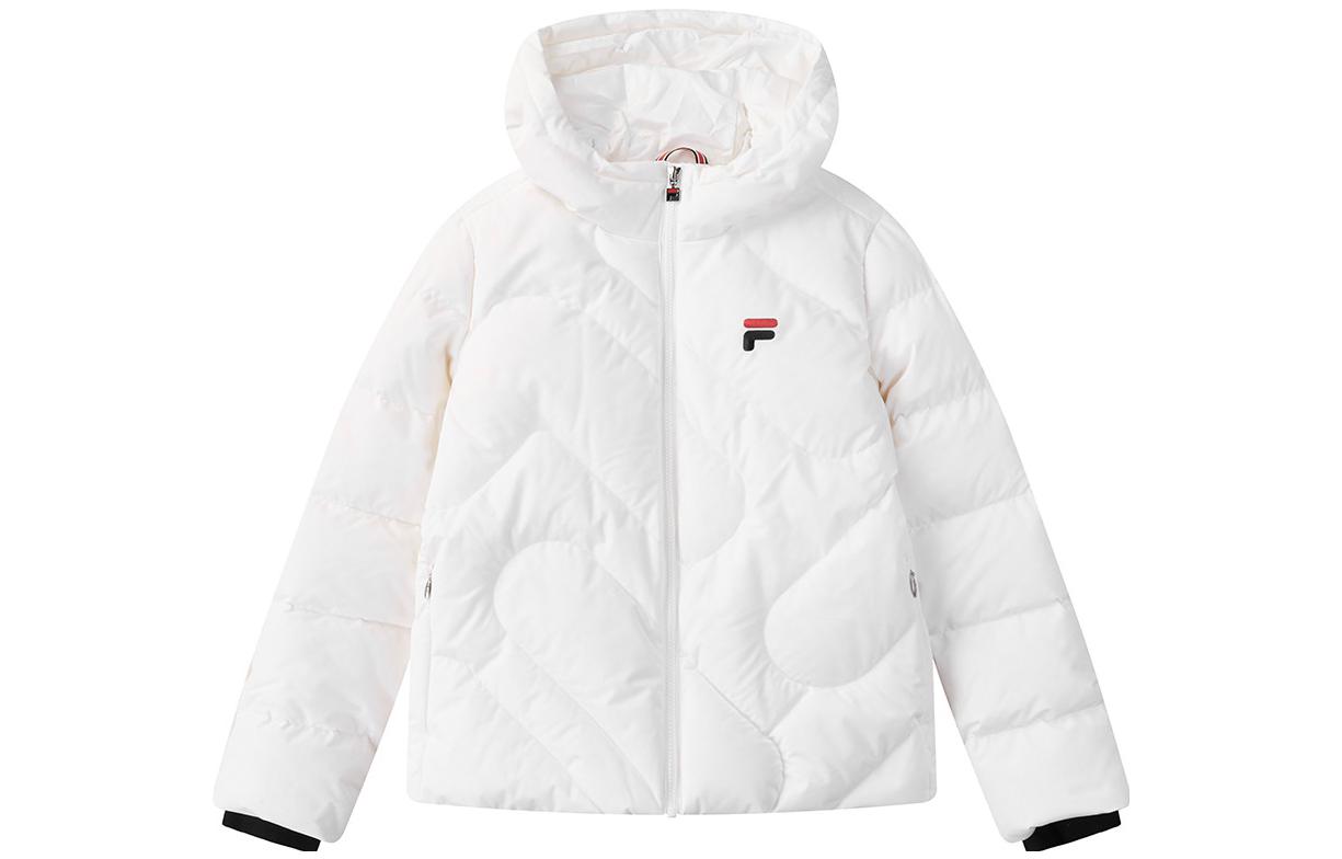 (Women) FILA  White Hooded Casual Long Sleeve Windproof Down Jacket. F51W348919B-WT
