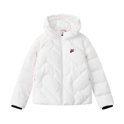(Women) FILA White Hooded Casual Long Sleeve Windproof Down Jacket. F51W348919B-WT