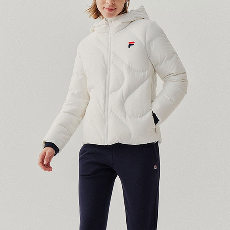 Shop (W) FILA Jaket Tahan Angin Putih Hoodie Lengan Panjang Kasual. F51W348919B-WT