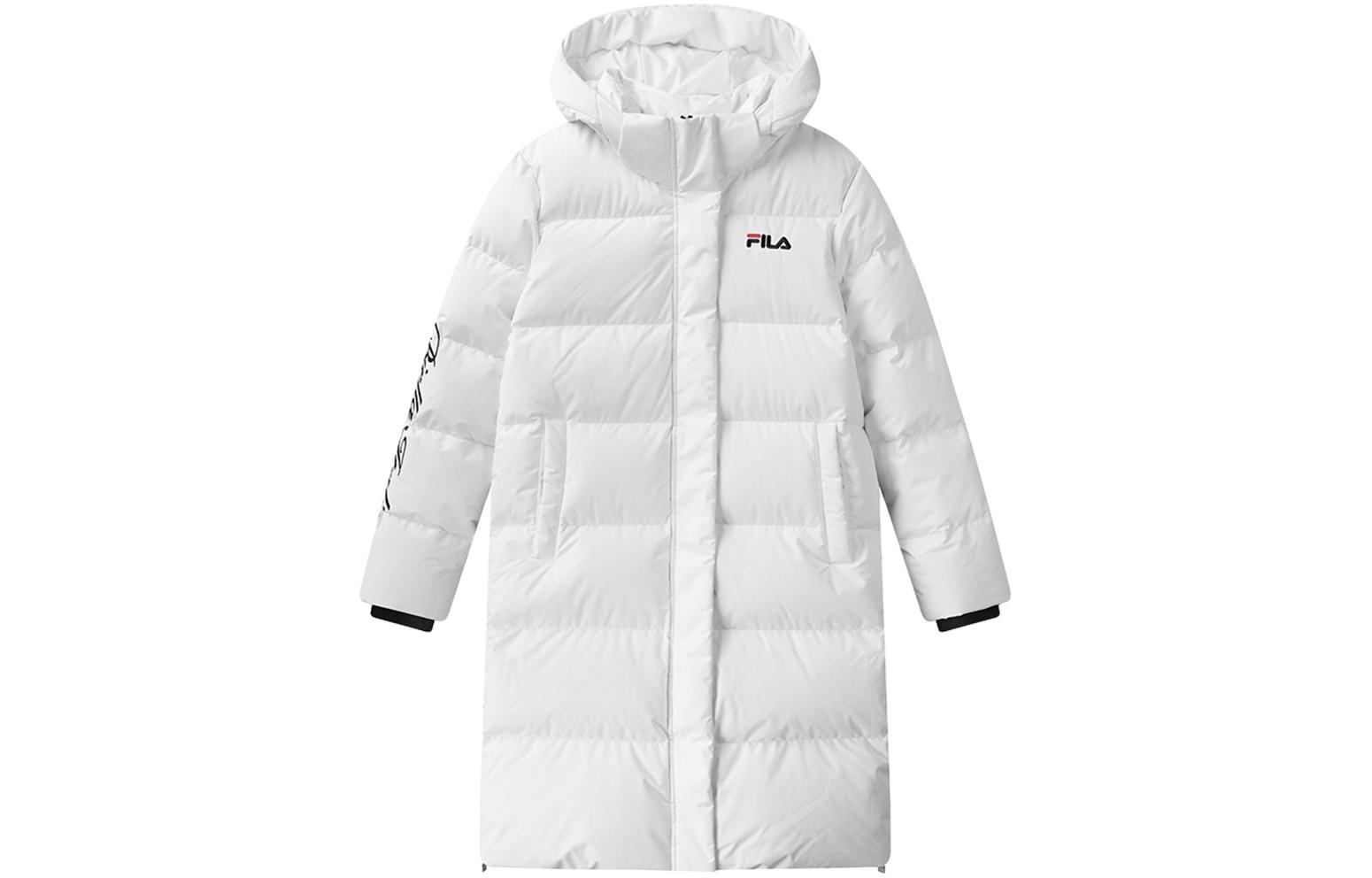 (Women) FILA  White Letter Print Hooded Loose Long Sleeve Down Jacket. F51W048910F-WT 圖 2