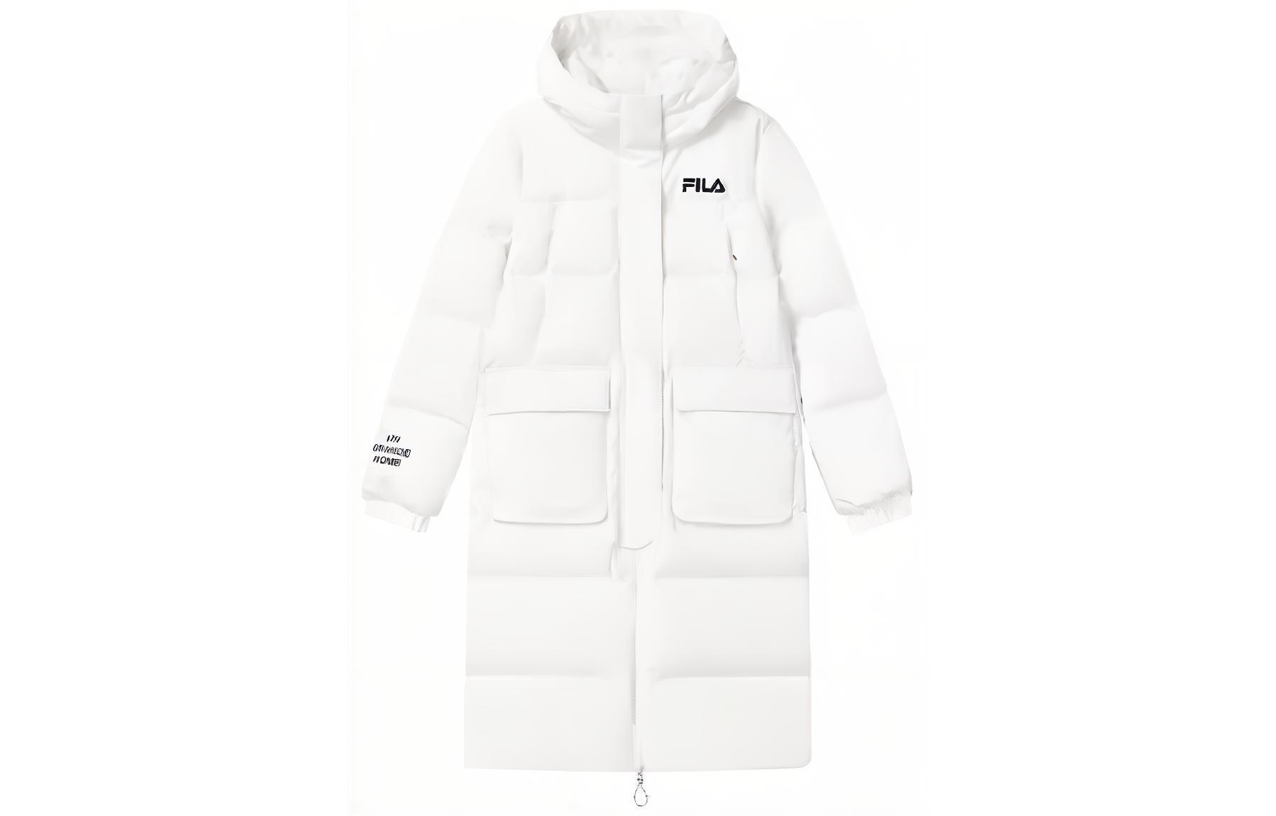 Order (Women) FILA  White Logo Print Hooded Loose Fit Down Jacket. F51W349906A-WT