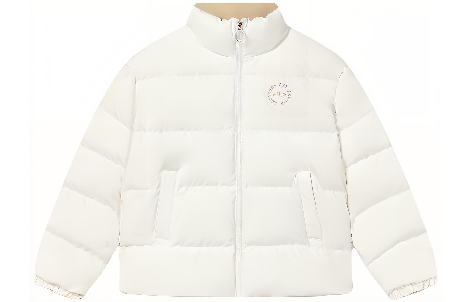 (Women) FILA  White Puffer Down Jacket with Logo Print and High Collar. F11W349907FWT