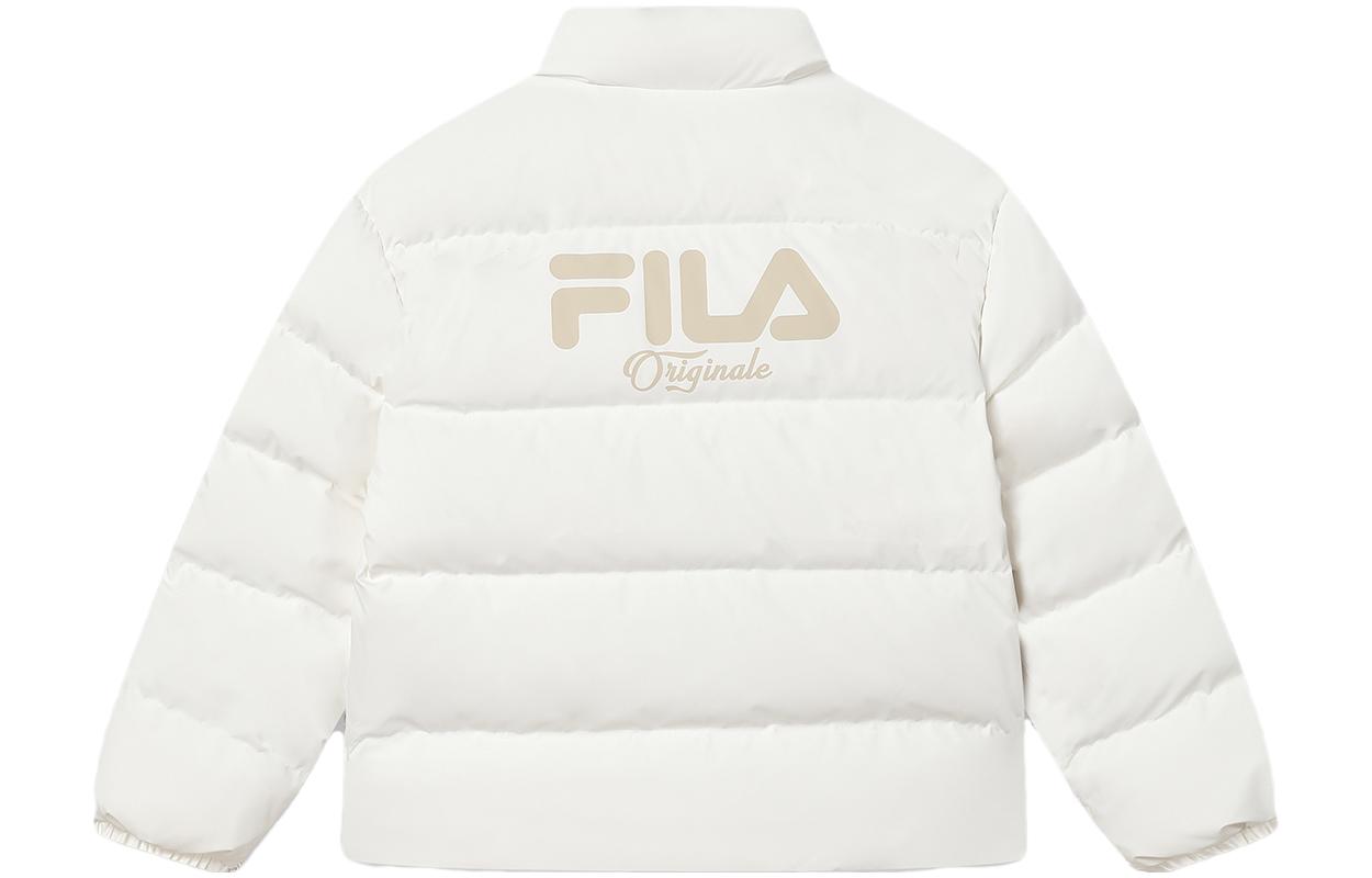 Lookbook (Women) FILA  White Puffer Down Jacket with Logo Print and High Collar. F11W349907FWT