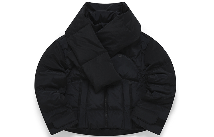 (Women) FILA  Winter Black Down Jacket with Detachable Scarf - Casual Athletic Style A11W141918F-BK