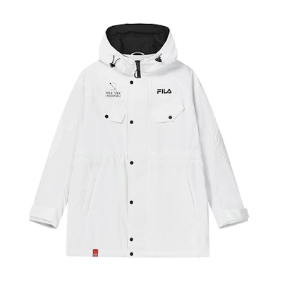 (Women) FILA Winter Oversized Logo Print Hoodie Puffer Jacket - Standard White. F11W249908F-WT