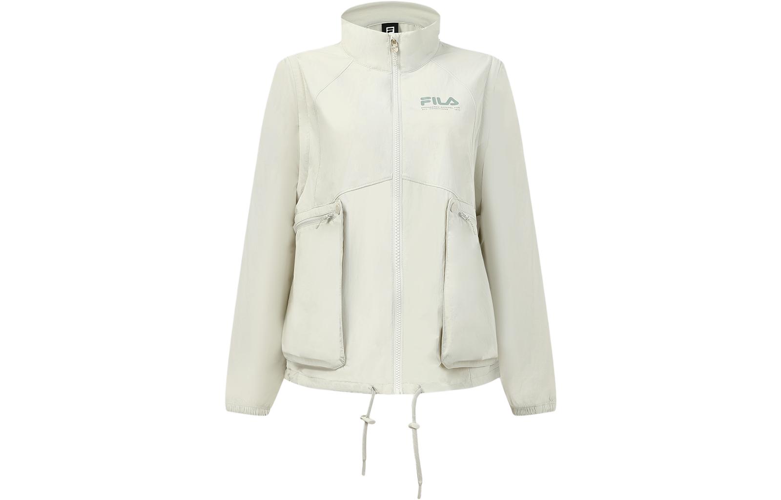 (Women) FILA  Woven Jacket with Letter Logo Print and Large Pocket in Pink Gray. A11W337708F-IV 圖 2