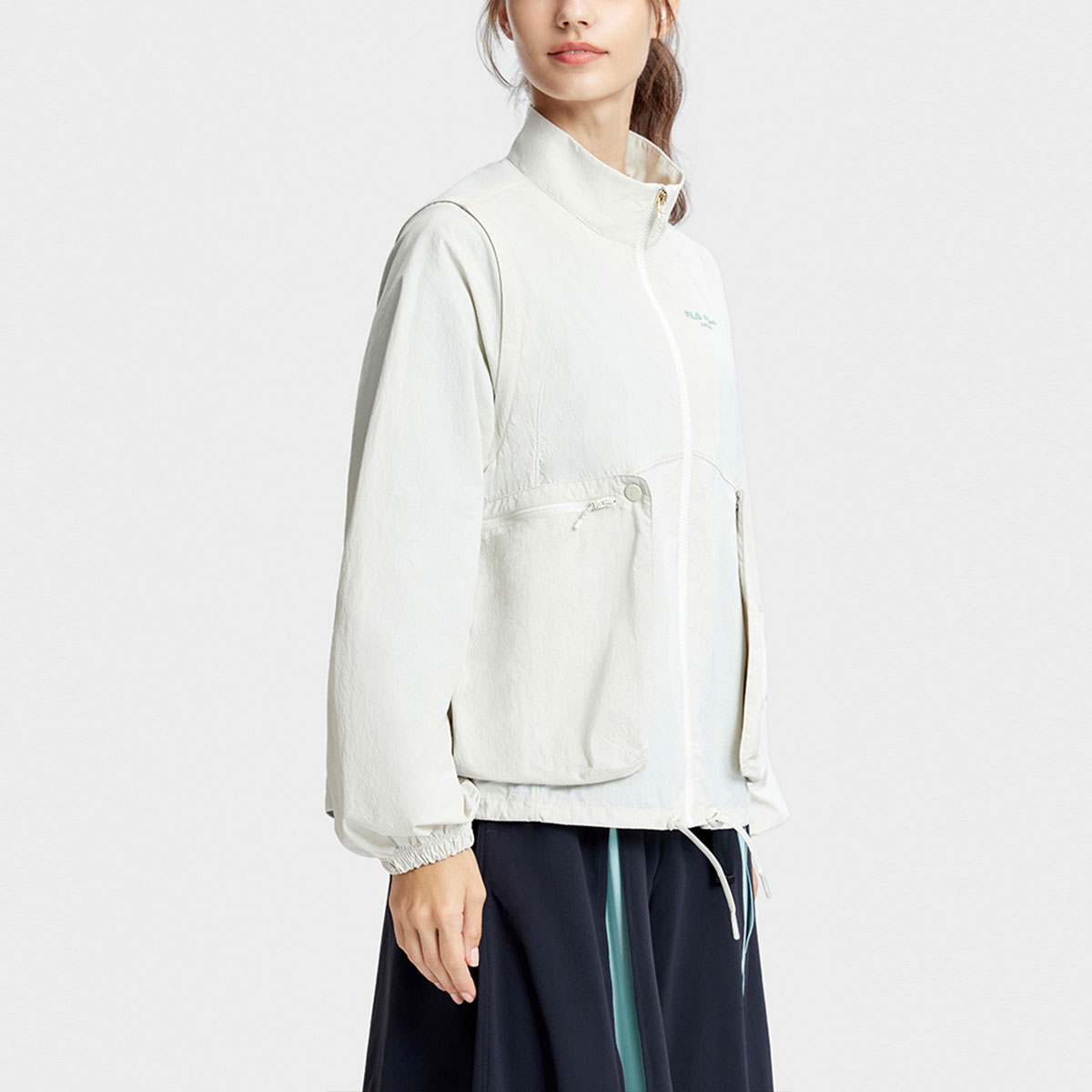 (Women) FILA  Woven Jacket with Letter Logo Print and Large Pocket in Pink Gray. A11W337708F-IV 圖 6