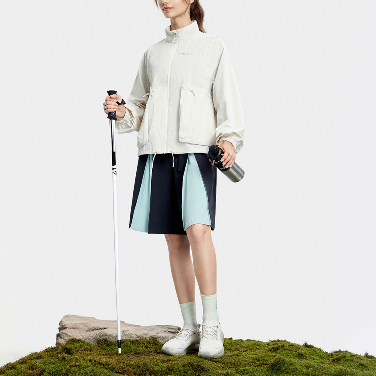 (Women) FILA  Woven Jacket with Letter Logo Print and Large Pocket in Pink Gray. A11W337708F-IV 圖 7