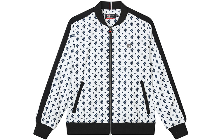 (Women) FILA All-Over Letter Baseball Collar Jacket Legendary Blue F11W231702F-NV