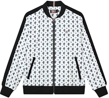 (Women) FILA All-Over Letter Baseball Collar Jacket Legendary Blue F11W231702F-NV (Women) FILA All-Over Letter Baseball Collar Jacket Legendary Blue F11W231702F-NV