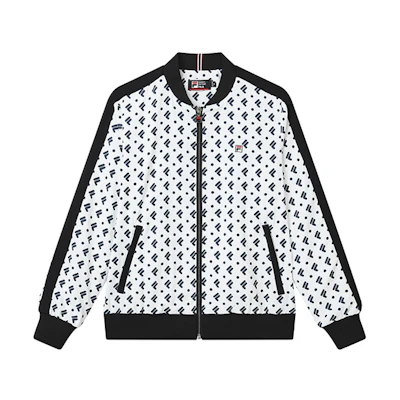 (Women) FILA All-Over Letter Baseball Collar Jacket Legendary Blue F11W231702F-NV